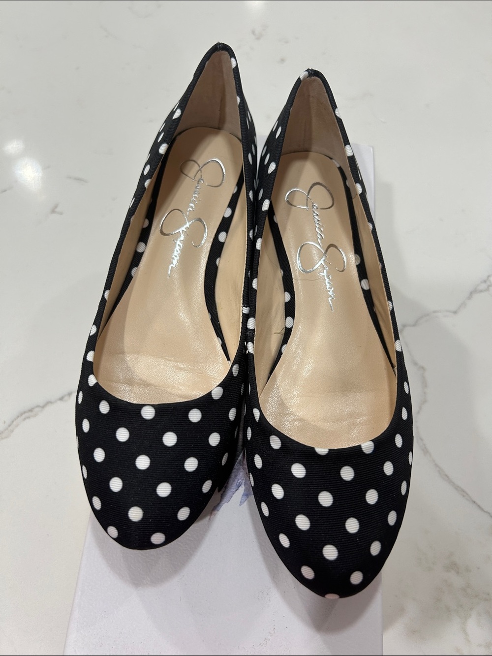 Jessica Simpson Black and White Polka Dot Ballet Flats